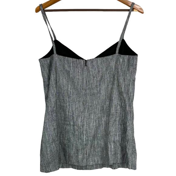 MaxMara NWT Vespa Silk Tweed Camisole Top Size US 10 Grey Linen V-Neck Italy - Picture 3 of 10